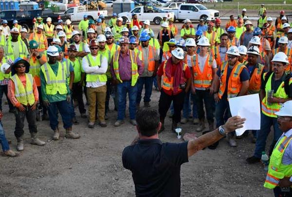 Safety check on construction job site.